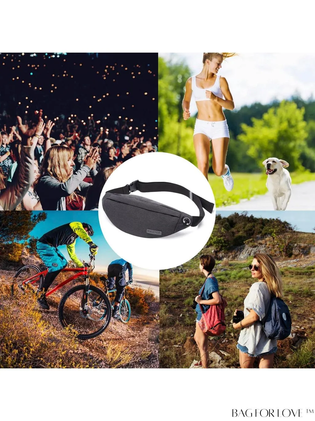 BagForLove - Versatile MAXTOP Waist Pack with Headphone Jack, Multiple Pockets & Adjustable Straps