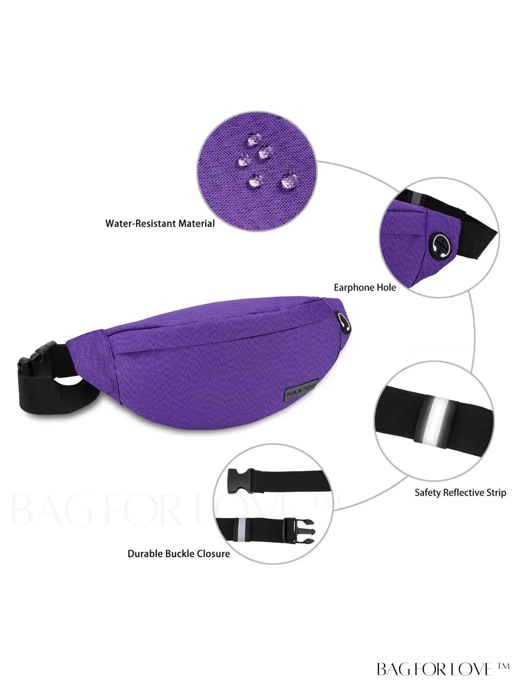 BagForLove - Versatile MAXTOP Waist Pack with Headphone Jack, Multiple Pockets & Adjustable Straps