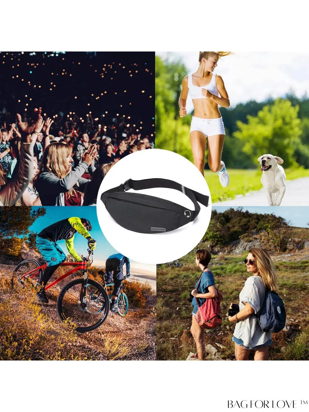 BagForLove - Versatile MAXTOP Waist Pack with Headphone Jack, Multiple Pockets & Adjustable Straps