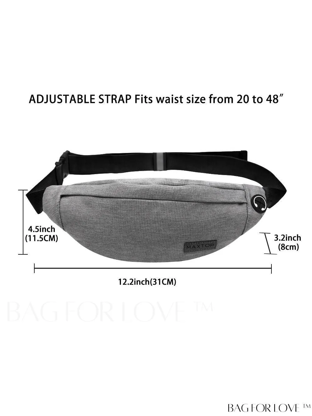 BagForLove - Versatile MAXTOP Waist Pack with Headphone Jack, Multiple Pockets & Adjustable Straps