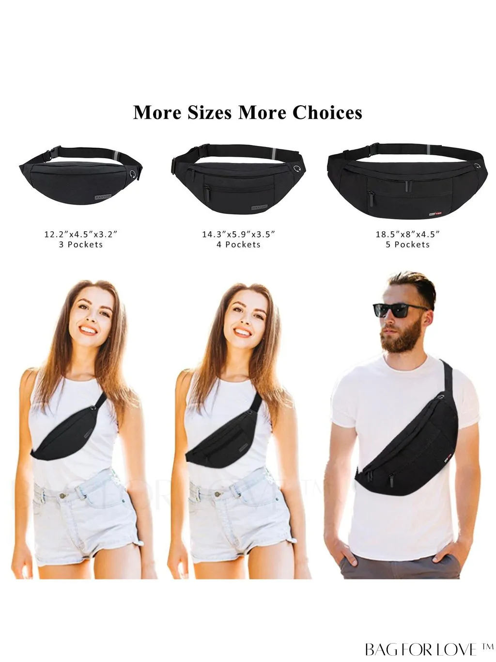 BagForLove - Versatile MAXTOP Waist Pack with Headphone Jack, Multiple Pockets & Adjustable Straps