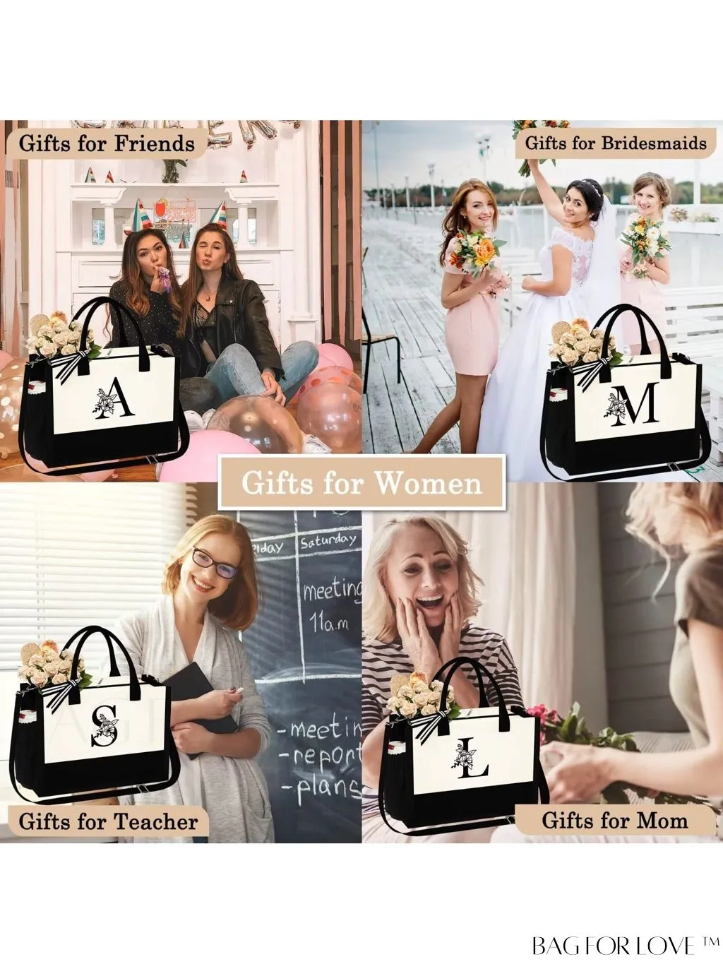 BagForLove - Versatile Zippered Beach Tote: Stylish & Practical Gift for Her, Ideal for Mothers Day & Birthdays