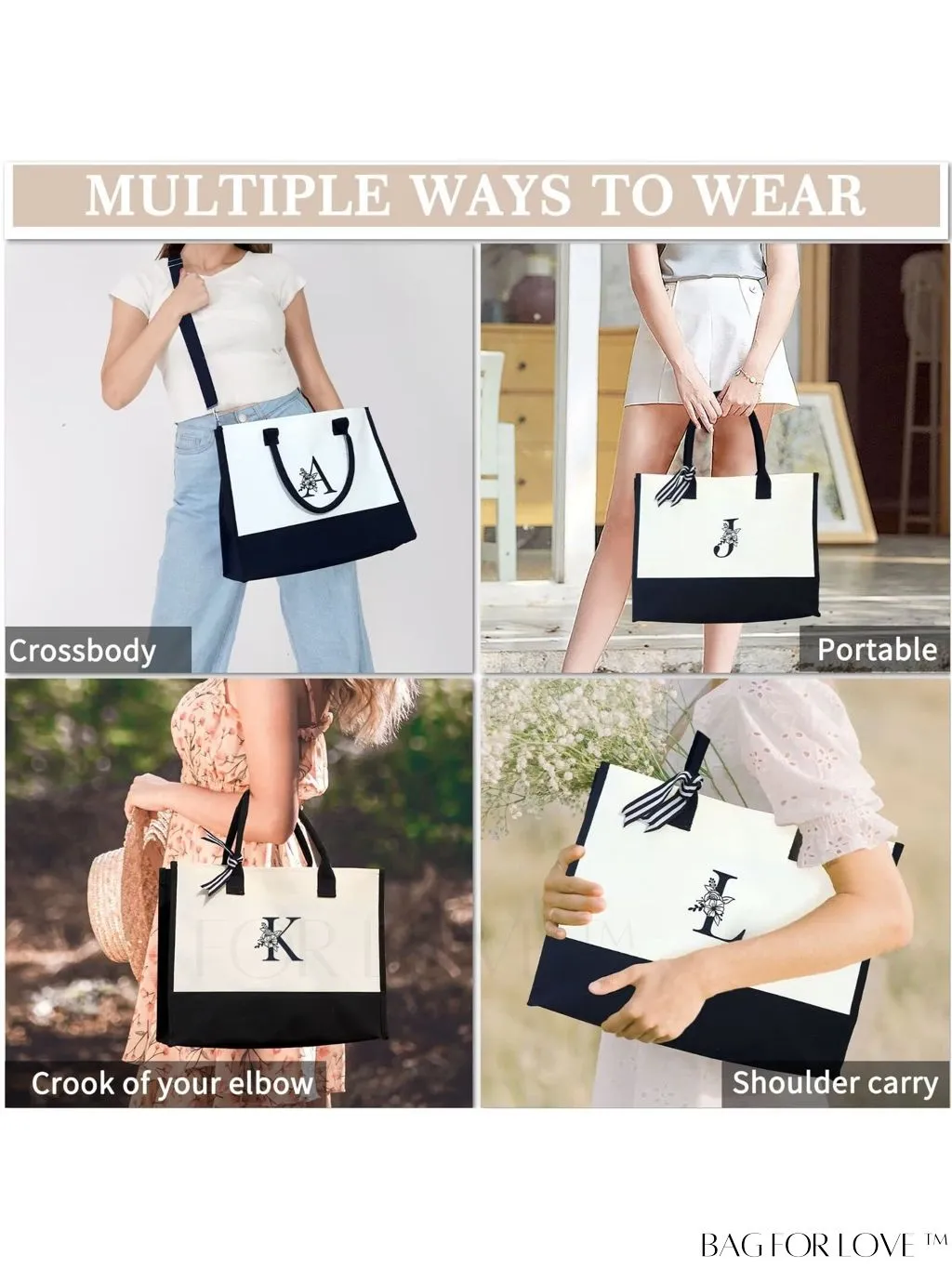 BagForLove - Versatile Zippered Beach Tote: Stylish & Practical Gift for Her, Ideal for Mothers Day & Birthdays