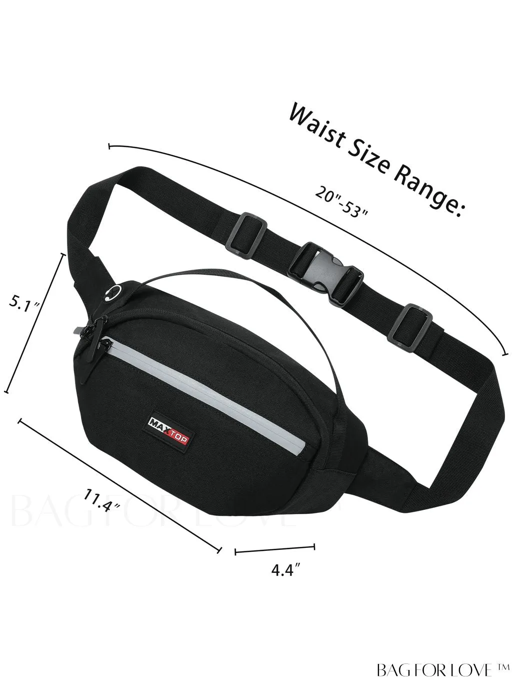BagForLove - Water-Resistant Waist Bag for Outdoor Activities - MAXTOP Large Crossbody Hiking Fanny Pack