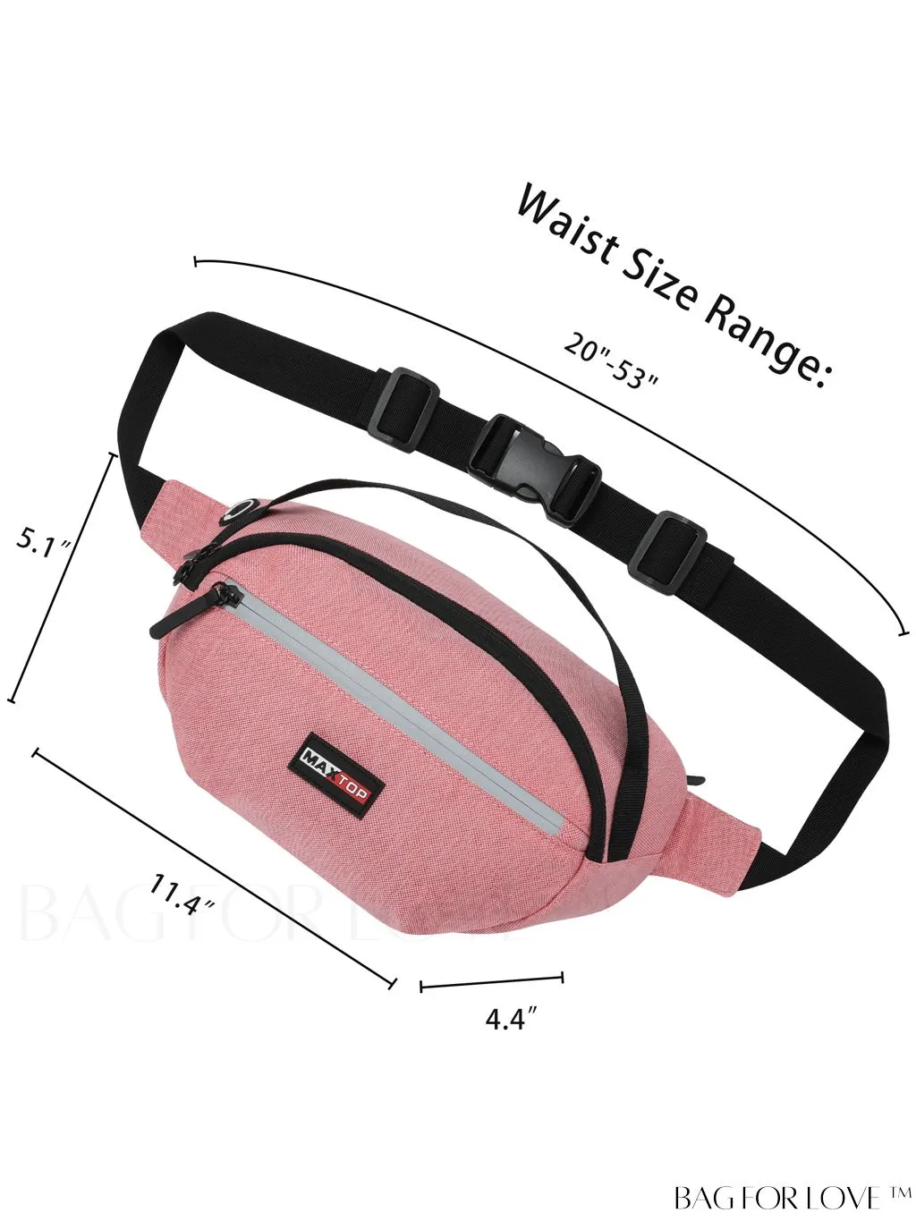BagForLove - Water-Resistant Waist Bag for Outdoor Activities - MAXTOP Large Crossbody Hiking Fanny Pack
