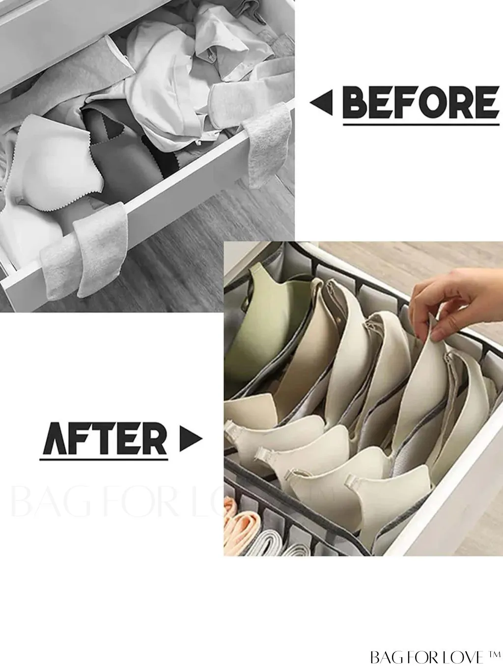 BagForLove - Womens Underwear and Clothing Storage Organizer: Underwear Bra Box for Wardrobe, College Dorm Essentials