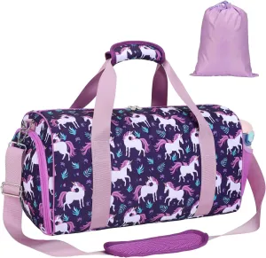 Bagseri Dance Bag for Girls - Ballet Duffle With Shoes Compartment for Kids Above 6yr, Overnight Travel Sleepover Bag With Dry Wet Separation Pockets