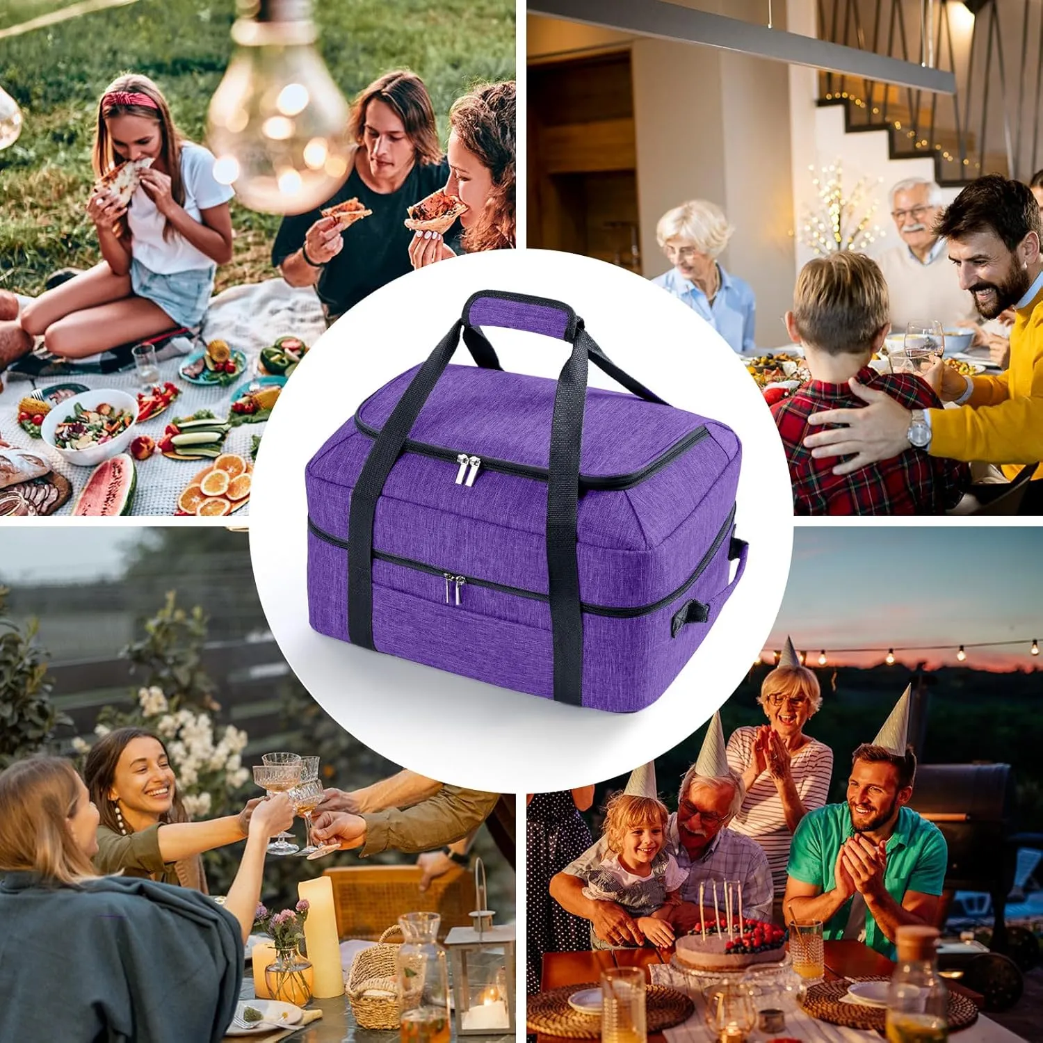 BAGSPRITE Double-Layer Slow Cooker Carrying Bag for 6-8 Quart CrockPot and Hamlton Beach Slow Cooker, Travel Bag with Lid Fastener for Crock-pot, Portable Carrier Case Slow Cooker Bag