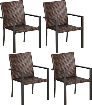 BALI OUTDOORS Wicker Dining Chairs - Set of 4 Stackable Outdoor Rattan Wicker Chairs for Patio, Porch, Garden, Yard, Deck, Suit Table, Fire Pit