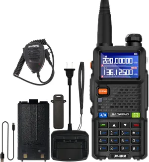 BAOFENG UV-5RM Two Way Radio Multi-Band Long Range Walkie Talkie NOAA USB-C Charging Upgrade of UV-5R Ham Radio Air Band 1.77in LCD Screen with Speaker Microphone