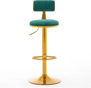 Bar Chairs Adjustable Height Swivel Bar Stool Velvet Upholstered Counter Stool Chair with Metal Legs for Bar, Restaurant, Bistro Bar Stools with Back(C)