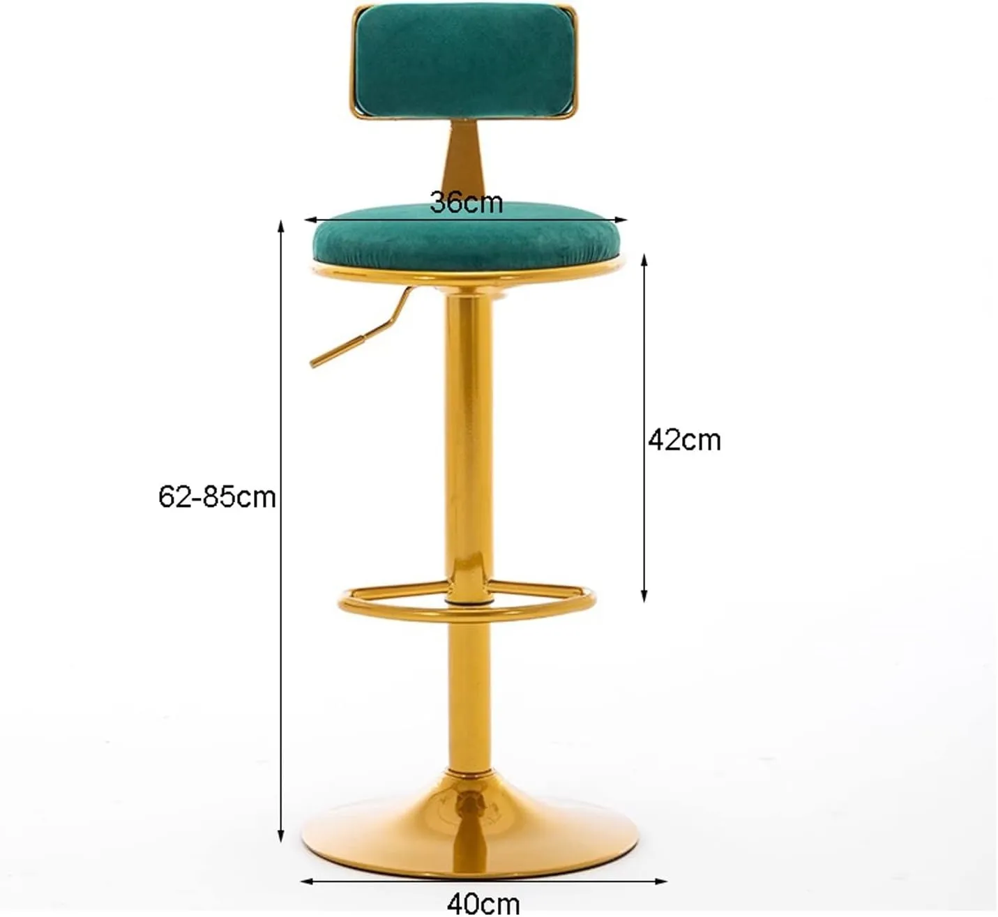 Bar Chairs Adjustable Height Swivel Bar Stool Velvet Upholstered Counter Stool Chair with Metal Legs for Bar, Restaurant, Bistro Bar Stools with Back(C)