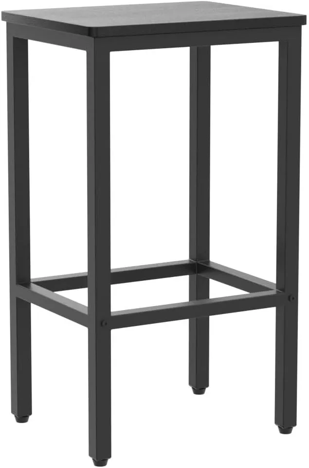 Bar Stools, Set of 2 Bar Chairs with Footrest, 2-Piece Dining Stools, 25.8-Inch Height, Rectangular Industrial Bar Stools, Strong Metal Frame, for Dining Room, Kitchen, Black BAHB0101