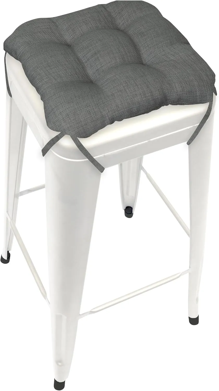 Barnett Home Decor Bar Stool Cushions Square 12x12 Seat Cushion - Fade Resistant Waterproof Cushion for Outdoor Bar Stools - Fits Most Tolix Stools, 12" Metal Bar Stools (Rave Graphite Grey, 1)