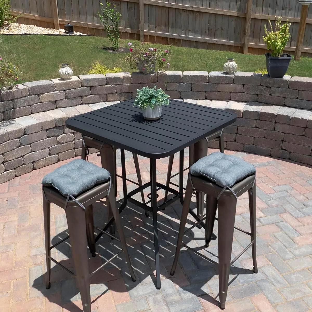 Barnett Home Decor Bar Stool Cushions Square 12x12 Seat Cushion - Fade Resistant Waterproof Cushion for Outdoor Bar Stools - Fits Most Tolix Stools, 12" Metal Bar Stools (Rave Graphite Grey, 1)