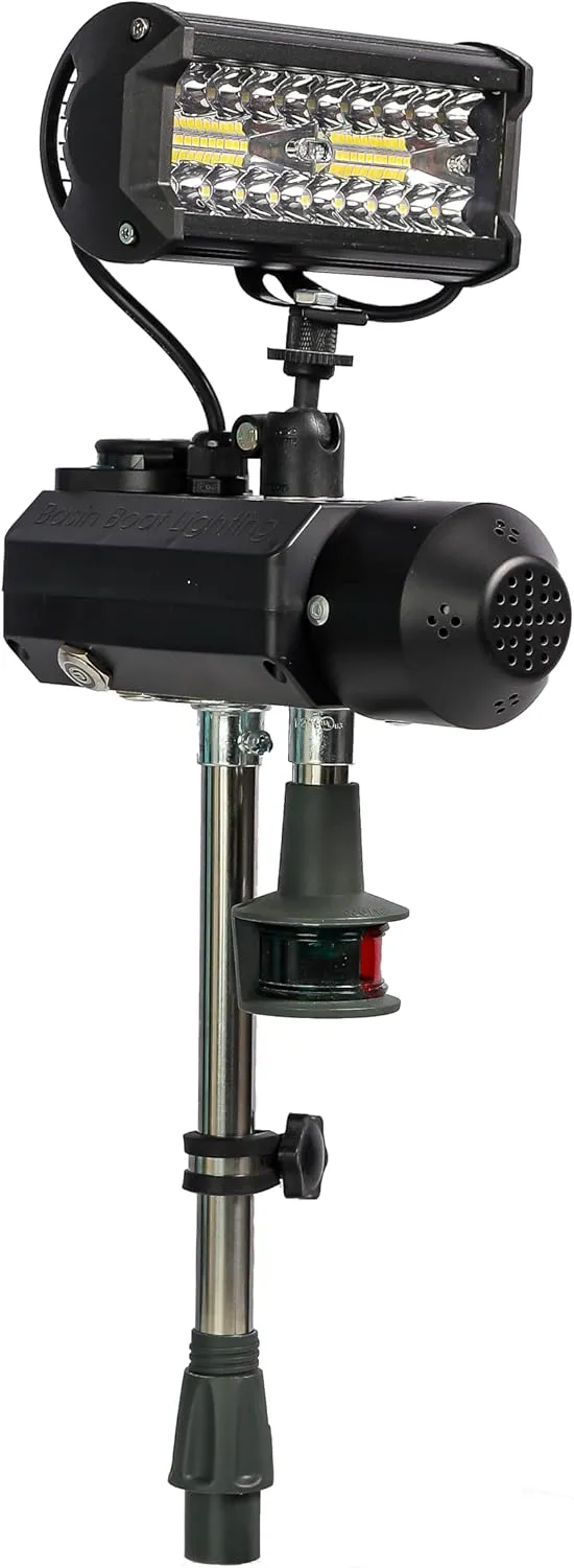Basin Boat Lighting-CUSTOM BrightBird™   NAV 3-PIN 120W/12,000 Lumens SmartBird Safety Lighting System USCG 2nm Nav light, 105db Horn, USB Port, Key Fob remote NEW iOS/Android app (not included)