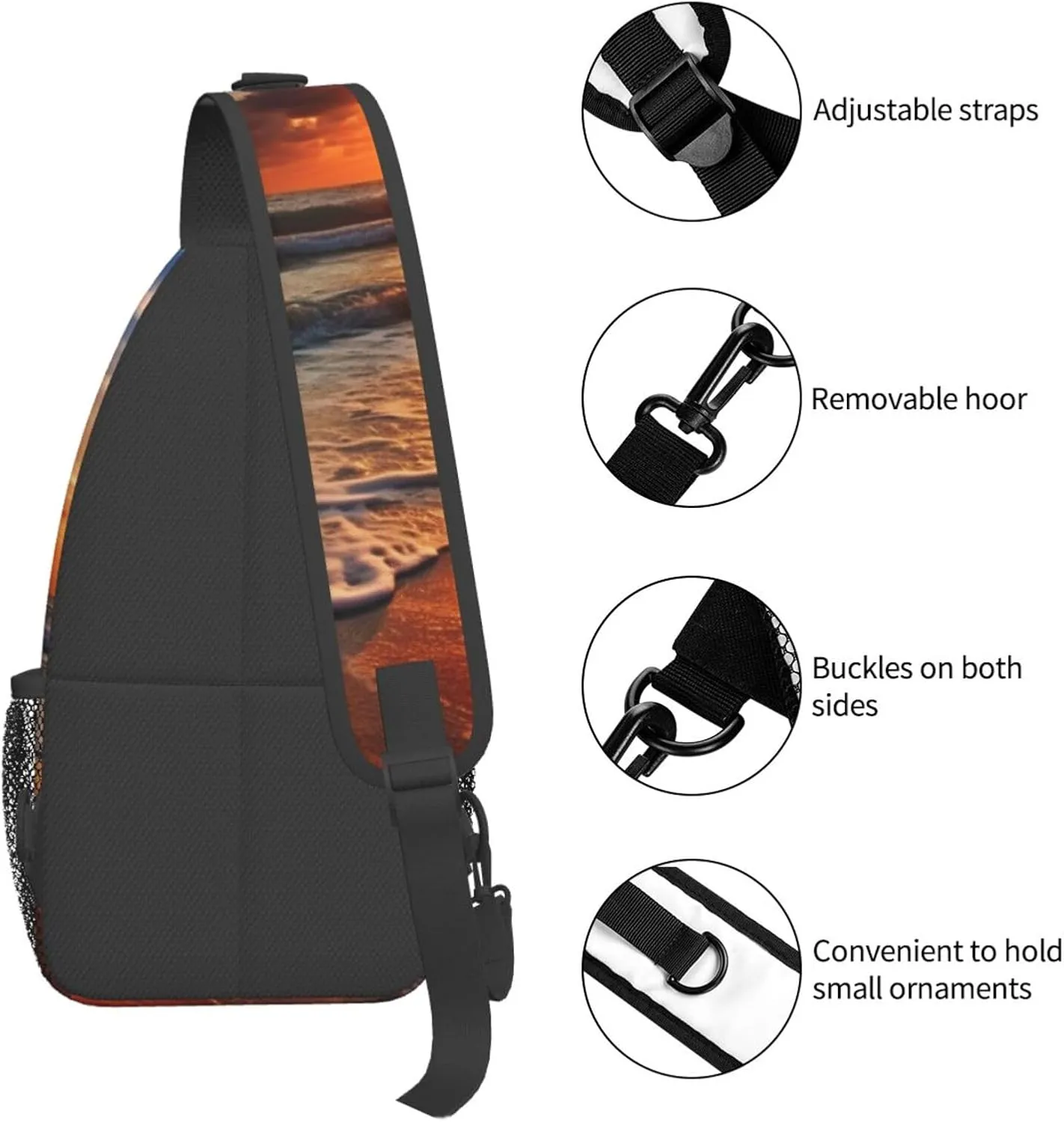 Beach Sunrise Sling Bag Backpack For Men Cross Chest Bag Crossbody Shoulder Bag Travel Hiking Daypack