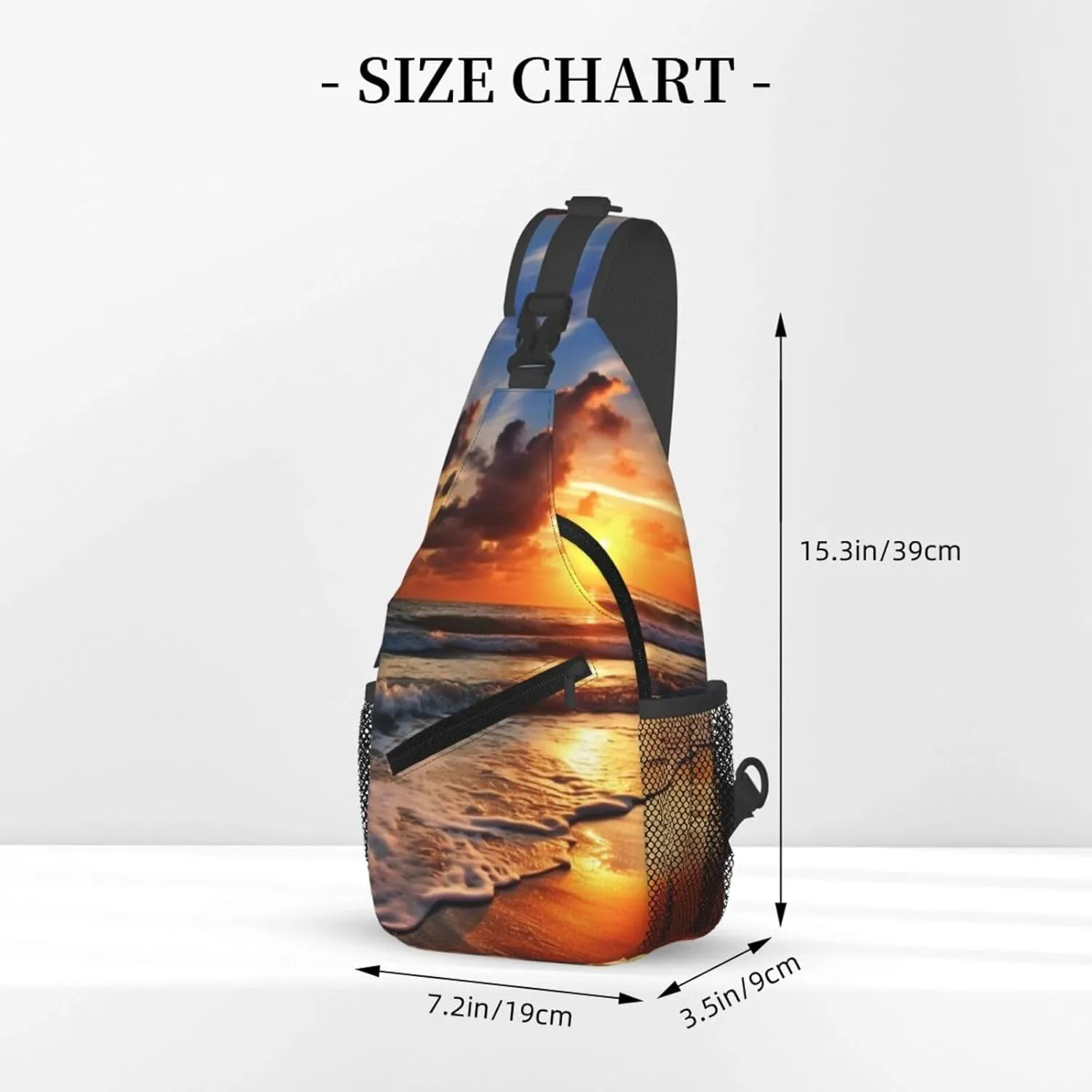 Beach Sunrise Sling Bag Backpack For Men Cross Chest Bag Crossbody Shoulder Bag Travel Hiking Daypack
