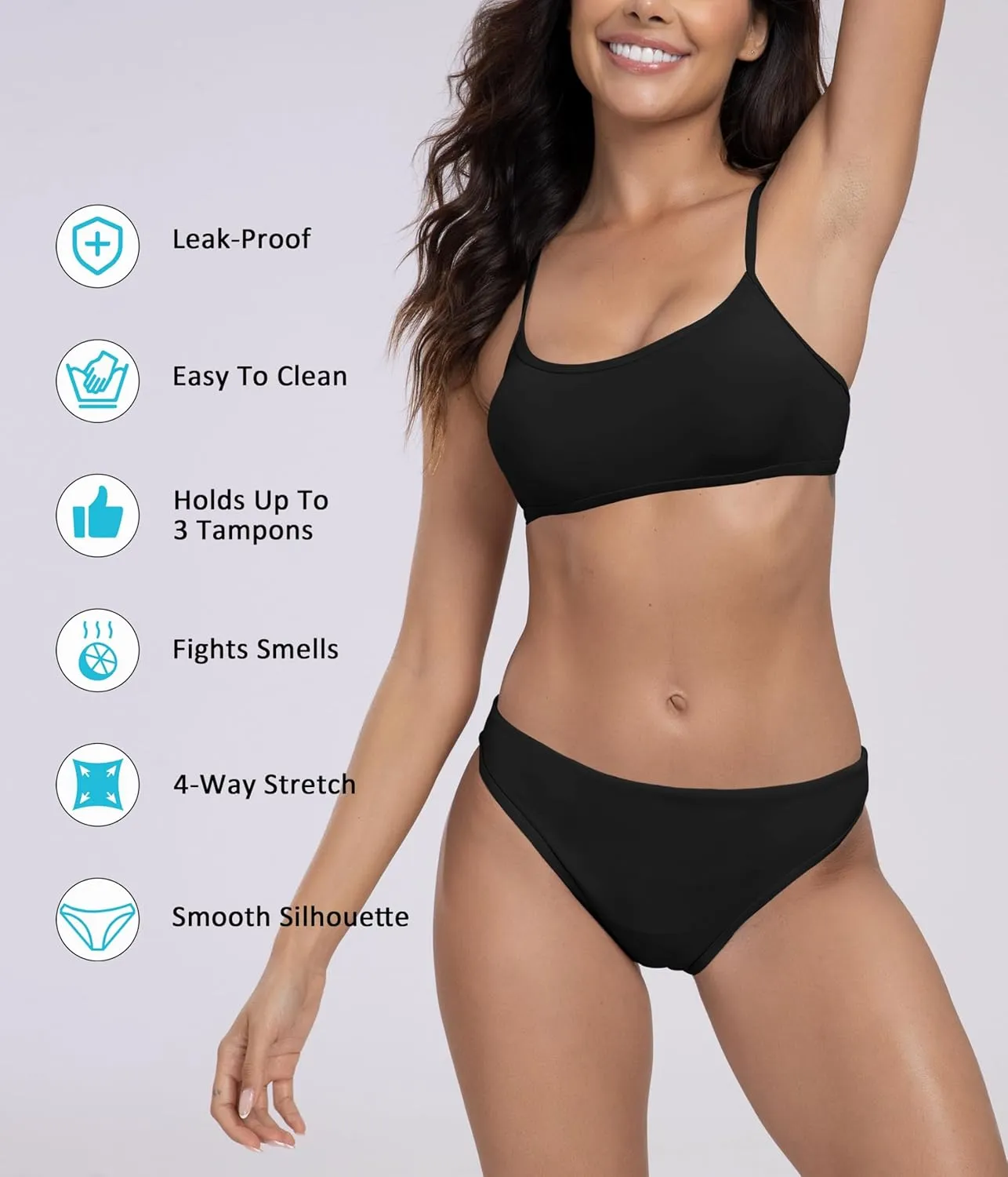 Beautikini Period Swimwear for Teens Menstrual Leakproof Spaghetti Straps Period Bikini Period Bathing Suits for Teen Girls