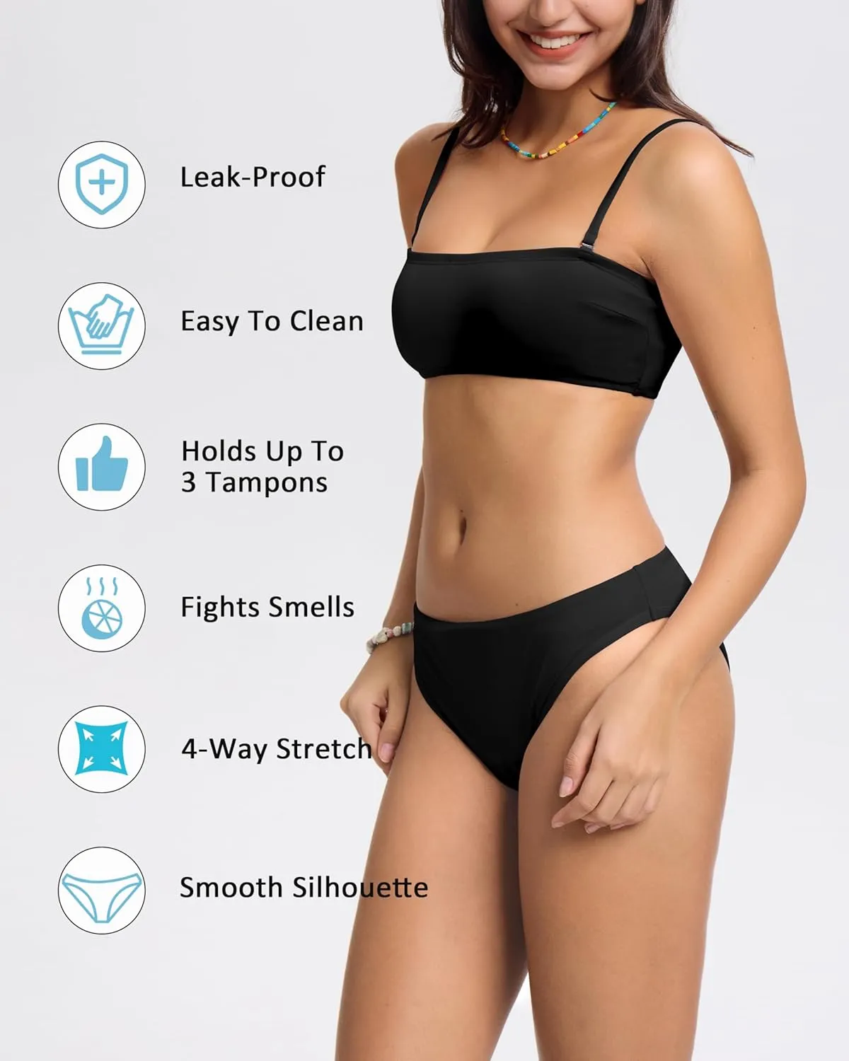 Beautikini Period Swimwear for Teens Menstrual Two Piece Leakproof Sporty Bikini Swimsuit Bathing Suit for Teen Girls