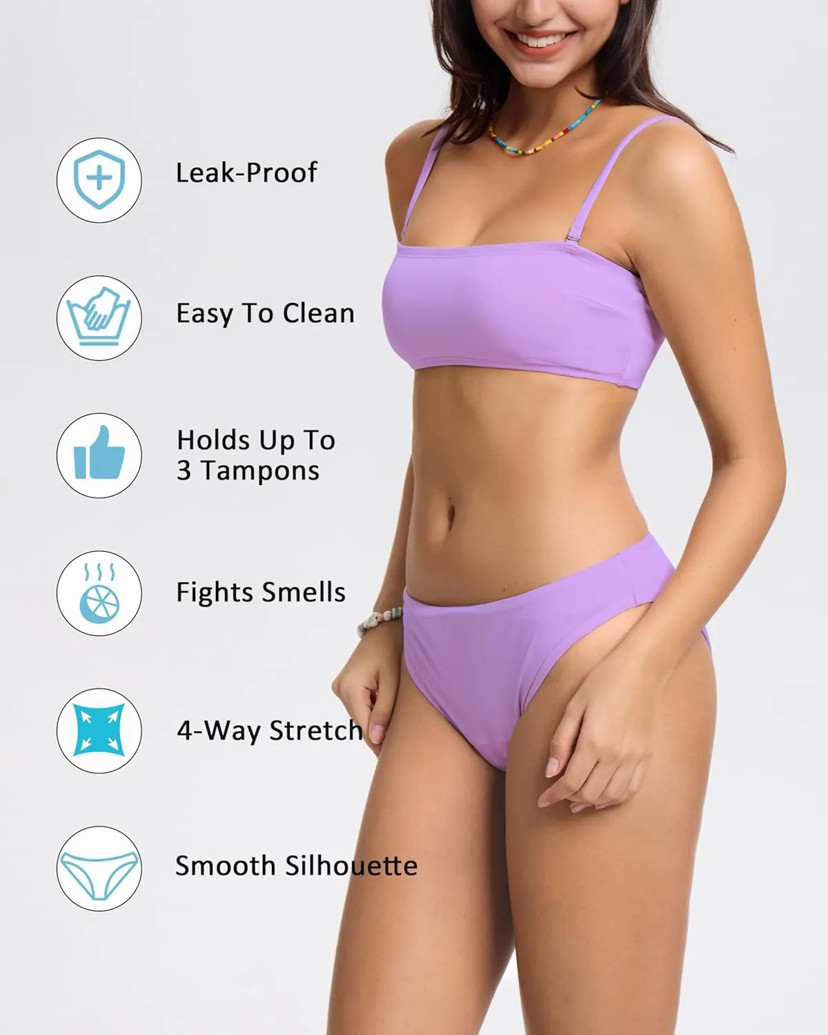 Beautikini Period Swimwear for Teens Menstrual Two Piece Leakproof Sporty Bikini Swimsuit Bathing Suit for Teen Girls