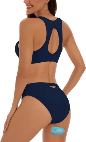 Beautikini Period Swimwear Menstrual Two Piece Swimsuit Leakproof Bikini Sets Sporty Bathing Suit for Teen Girls