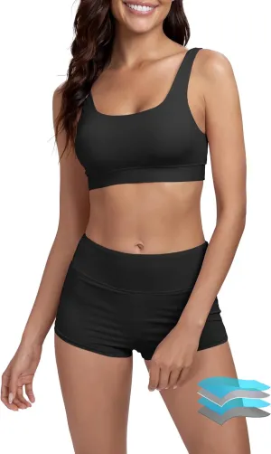 Beautikini Period Swimwear Sporty Bikini Sets Two Piece Menstrual Swimsuits Leakproof Bathing Suit for Teen Girls