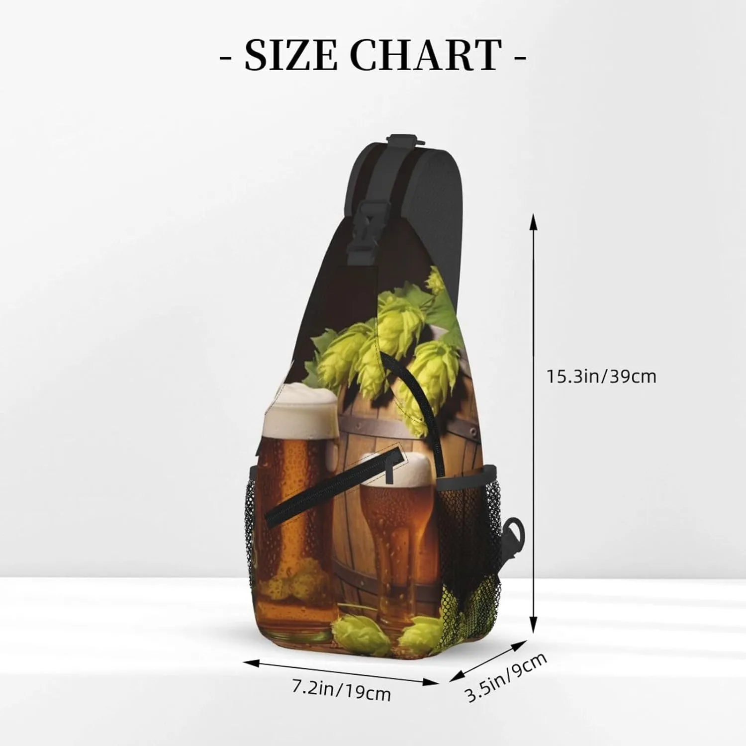 Beer And Hop Cones Sling Bag Backpack For Men Cross Chest Bag Crossbody Shoulder Bag Travel Hiking Daypack