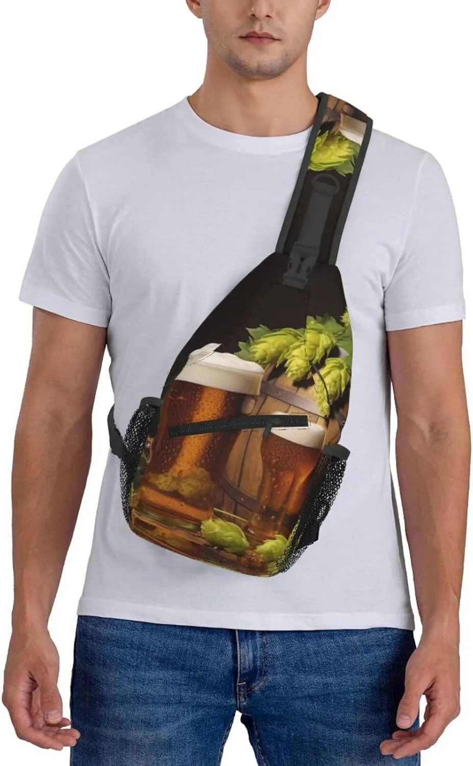 Beer And Hop Cones Sling Bag Backpack For Men Cross Chest Bag Crossbody Shoulder Bag Travel Hiking Daypack