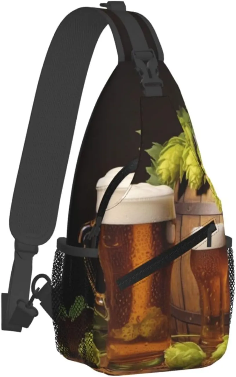 Beer And Hop Cones Sling Bag Backpack For Men Cross Chest Bag Crossbody Shoulder Bag Travel Hiking Daypack