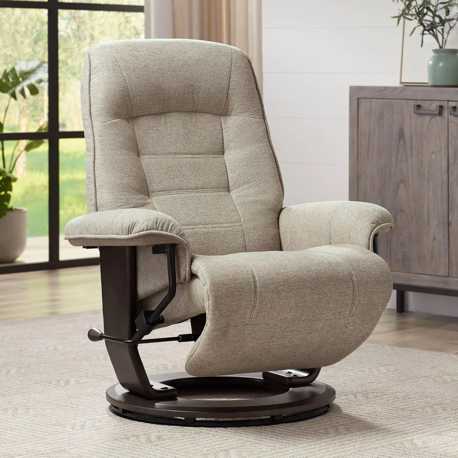 BenchMaster Annika Chestnut Fabric Adjustable Swivel Recliner