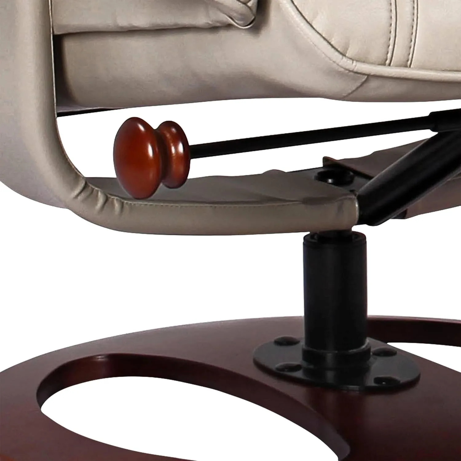 Benchmaster Newport Taupe Swivel Faux Leather Recliner Chair with Ottoman Footrest Modern Armchair Ergonomic Manual Reclining Adjustable Upholstered for Bedroom Living Room Reading Home Relax