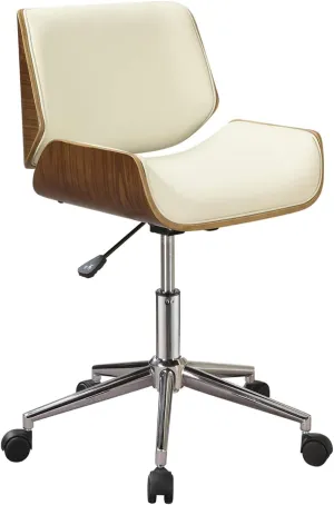 Benzara BM159076 Contemporary Small-Back Home Office Chair Beige & Walnut