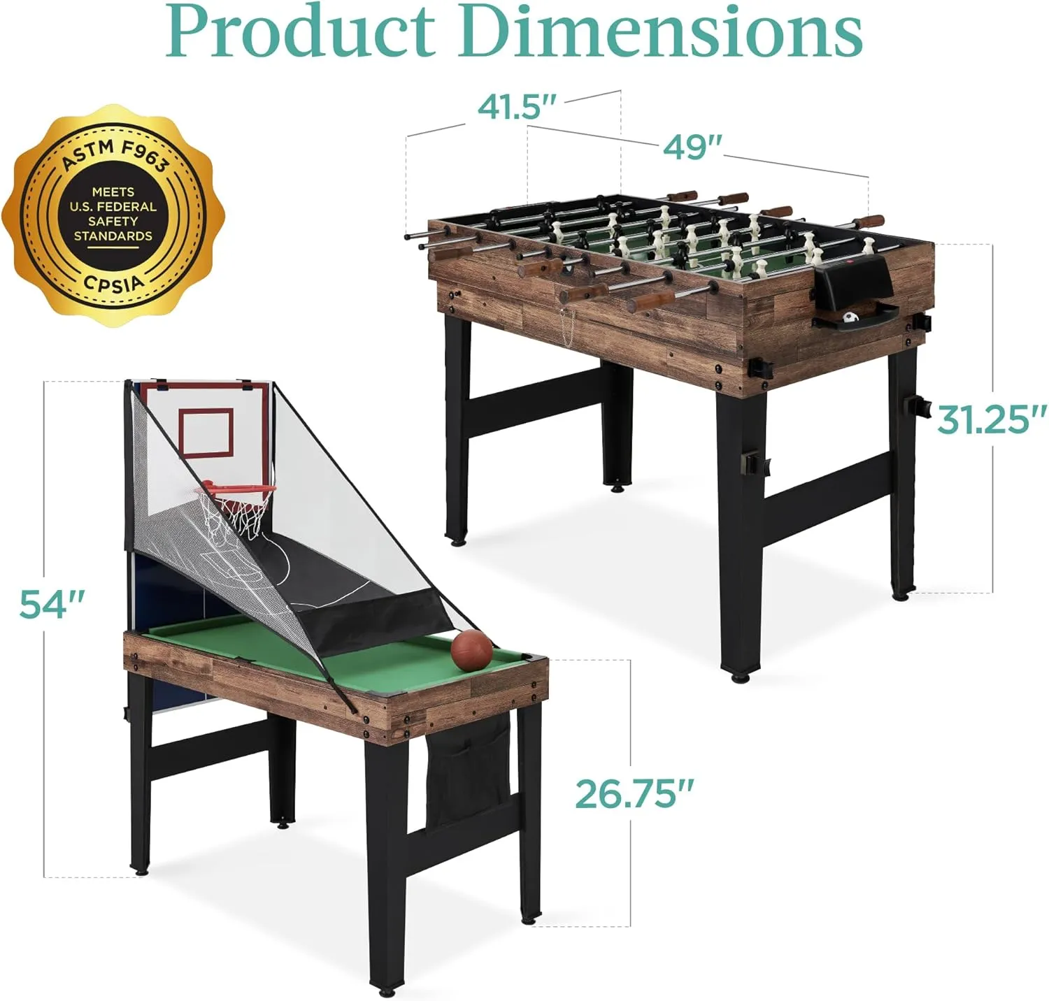 Best Choice Products 13-in-1 Combo Game Table Set for Home, Game Room, Friends & Family w/Ping Pong, Foosball, Basketball, Air Hockey, Archery, Chess, Checkers, Shuffleboard, Bowling