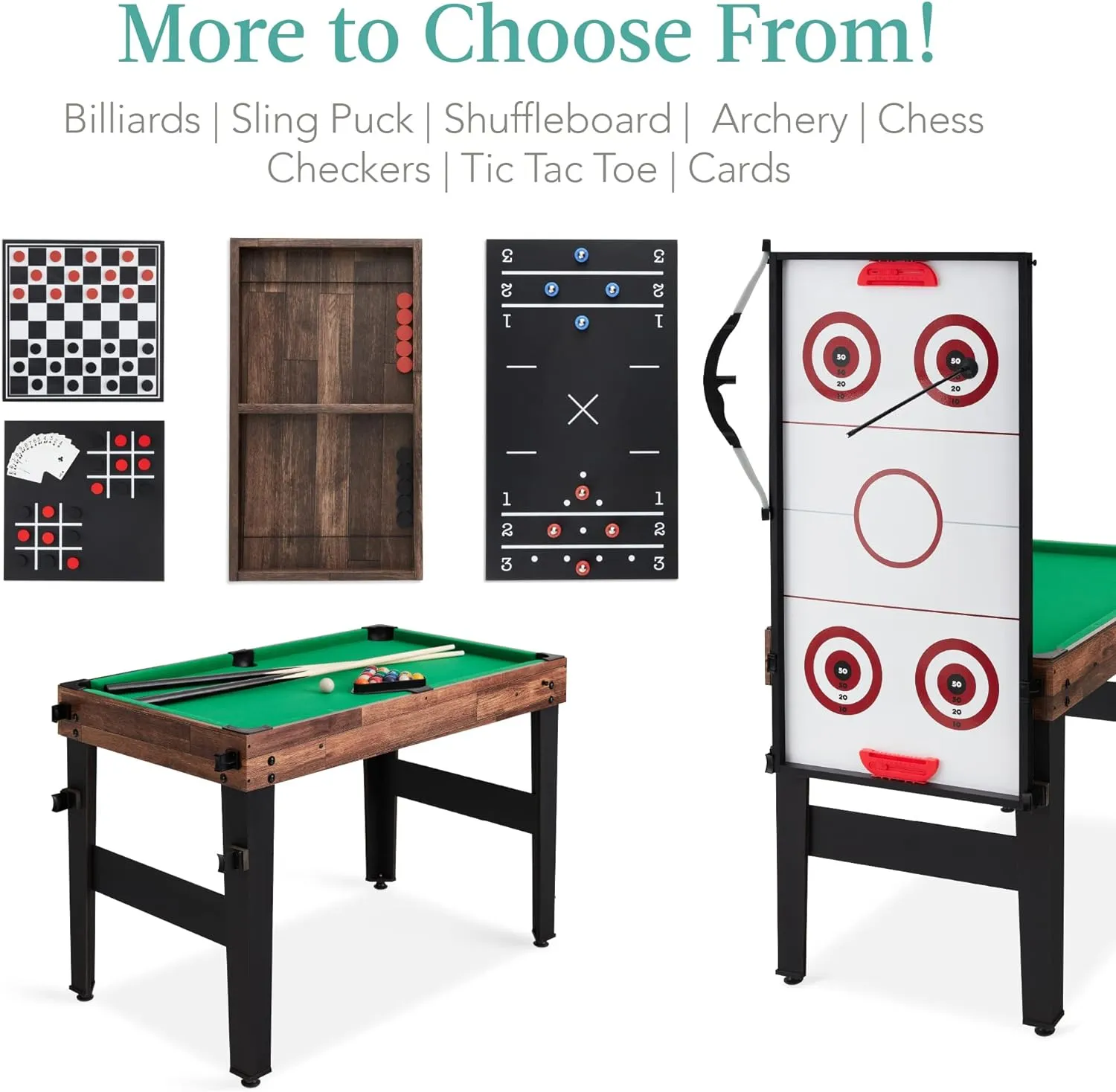 Best Choice Products 13-in-1 Combo Game Table Set for Home, Game Room, Friends & Family w/Ping Pong, Foosball, Basketball, Air Hockey, Archery, Chess, Checkers, Shuffleboard, Bowling