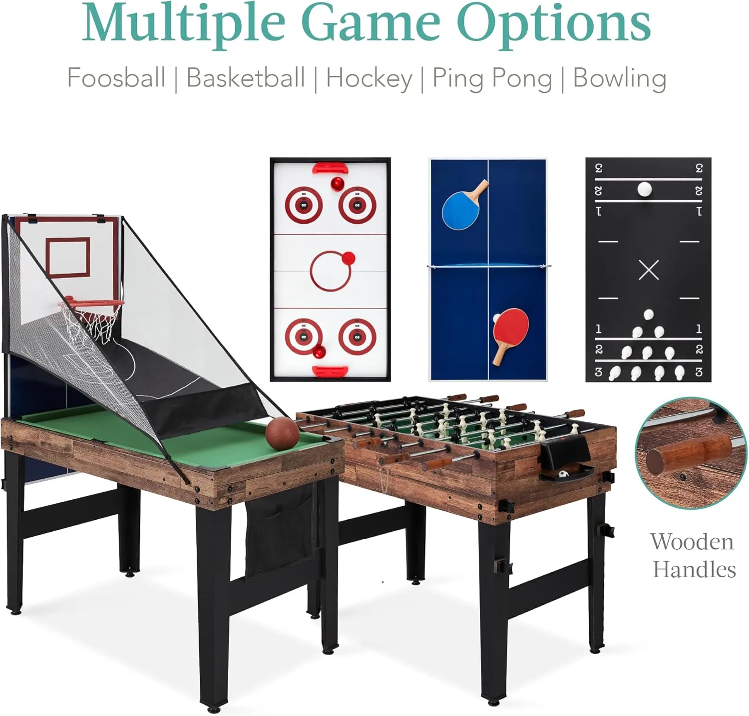 Best Choice Products 13-in-1 Combo Game Table Set for Home, Game Room, Friends & Family w/Ping Pong, Foosball, Basketball, Air Hockey, Archery, Chess, Checkers, Shuffleboard, Bowling