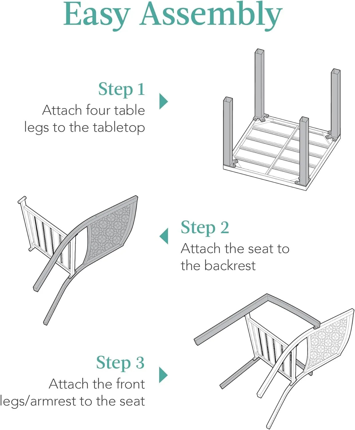 Best Choice Products 3-Piece Outdoor Bistro Set, Stackable Modern Steel Furniture for Porch, Garden w/ 2 Chairs, Table, Geometric Decor - Sage Green