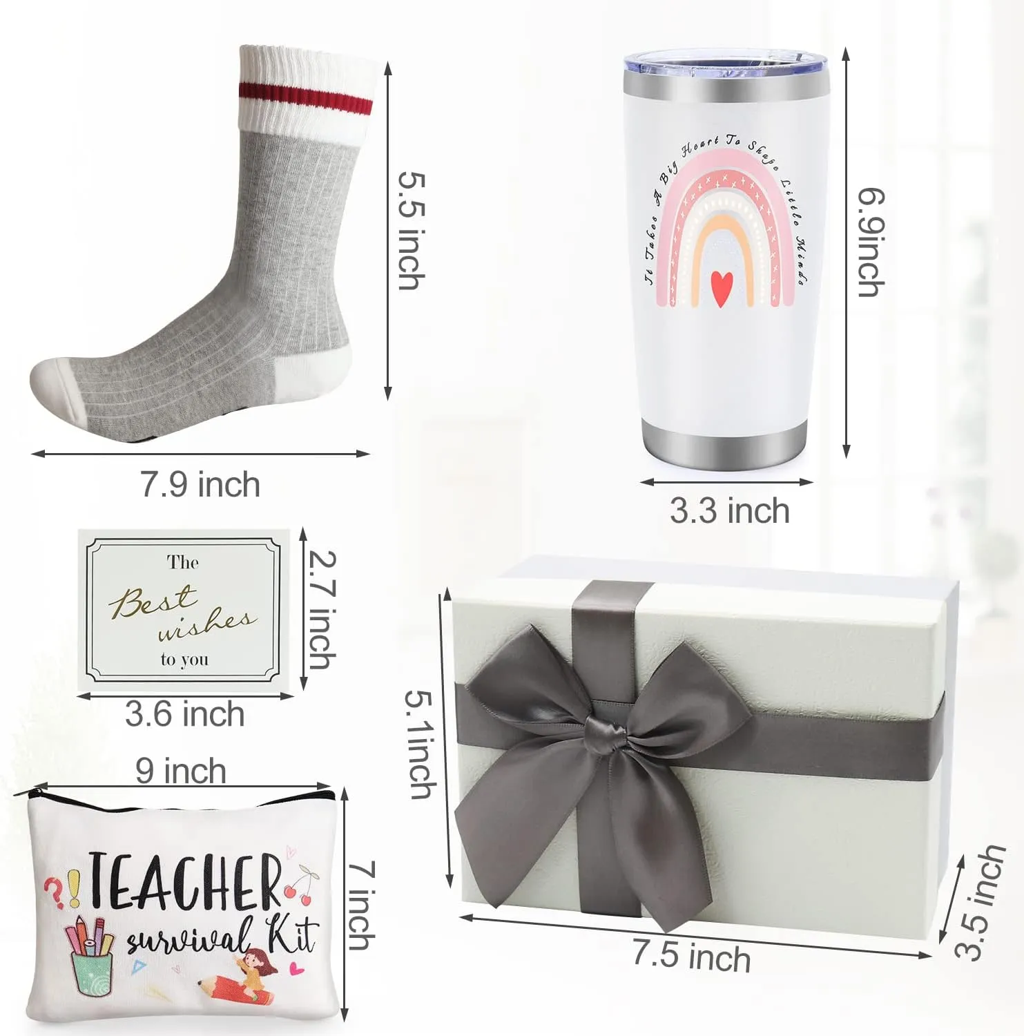 Best Teacher Appreciation Gifts, 20 OZ Insulated Tumbler for Women Gifts, Unique Gifts Ideas Students - Funny Socks Thank You Basket Box New Teachers, Personalized Teachers Day