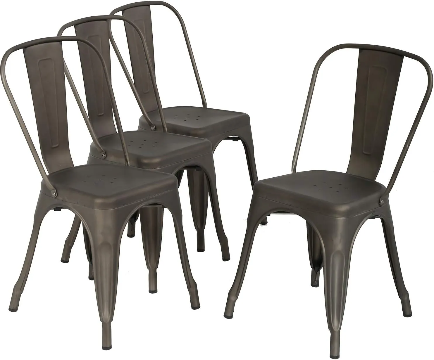 BestOffice 18 Inch Metal Chairs Set of 4 Metal Stackable Patio Chairs Seat Height Café Restaurant Dining Chairs Indoor Outdoor with Waterproof Tolix Side