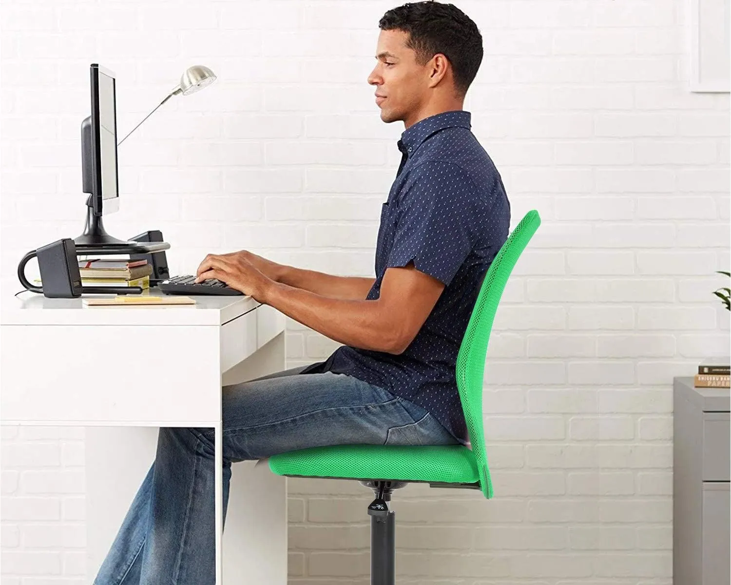 BestOffice Ergonomic Office Chair Desk Chair Mesh Computer Chair Armless Back Support Modern Executive Rolling Swivel Chair with Lumbar Support(Green)