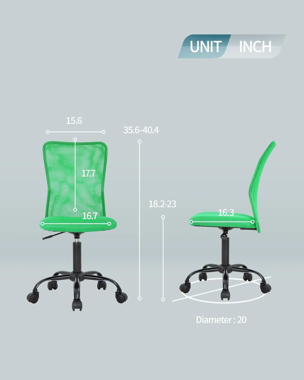 BestOffice Ergonomic Office Chair Desk Chair Mesh Computer Chair Armless Back Support Modern Executive Rolling Swivel Chair with Lumbar Support(Green)