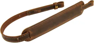 BF500 Buffalo Leather Padded Rifle Gun Sling, Crazy Horse/Brown Stitched, Black, Amish Handmade