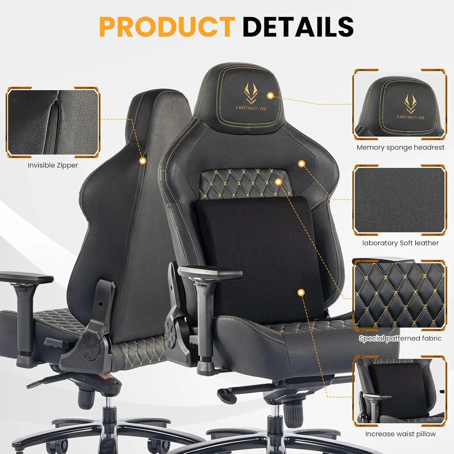 Big and Tall Gaming Chair - 440LBS Heavy Duty Chair with Metal Base, Memory Foam Lumbar Support, 4D Adjustable Armrest, Ergonomic High-Back Design