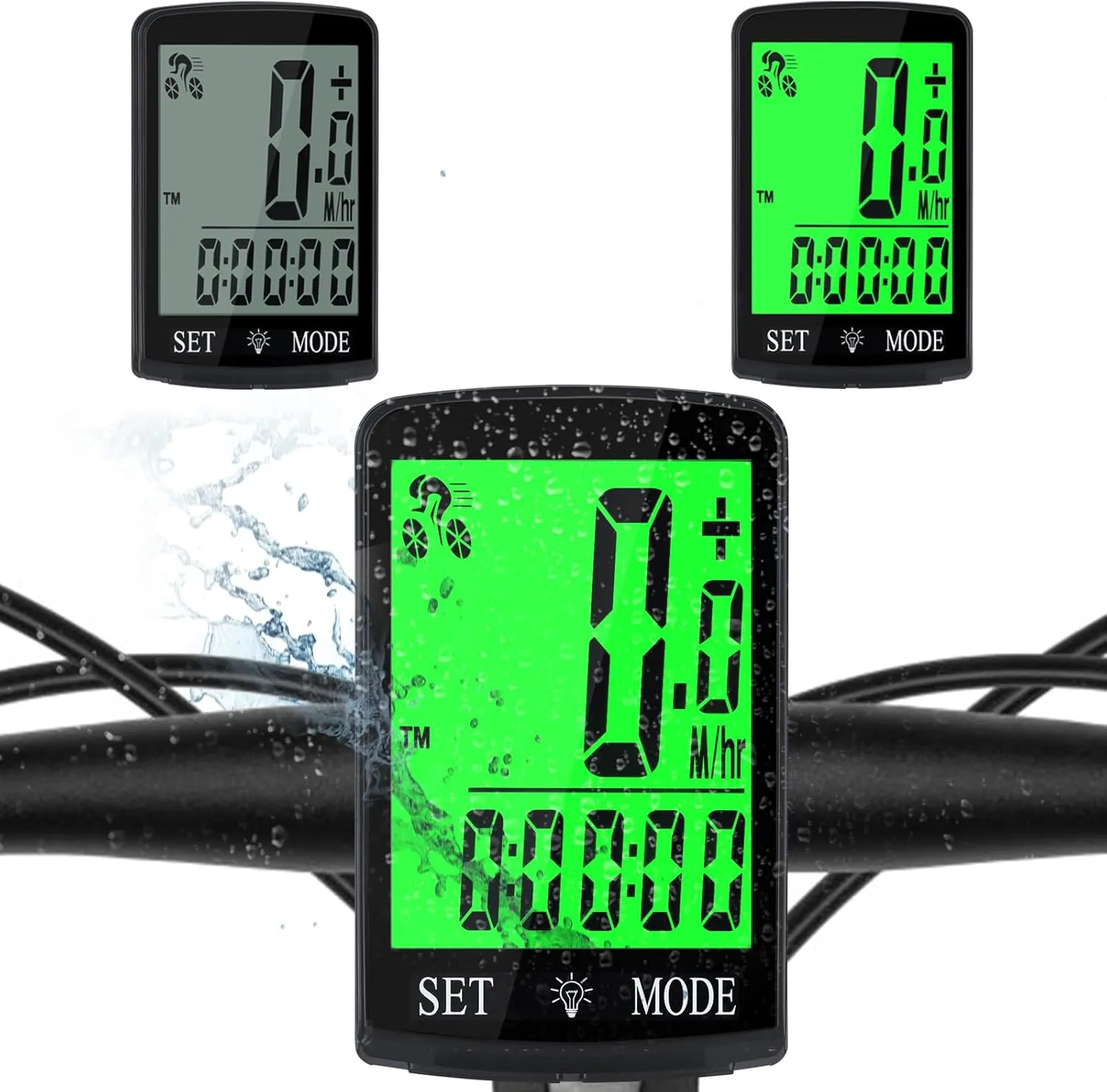 Bike Computer and Bicycle Odometer Wireless Big Secrren 3.3IN MPH KM/H Bike Speedometer with Automatic Wake-Up Cycling Old School Speed Tracker Multi-Functions
