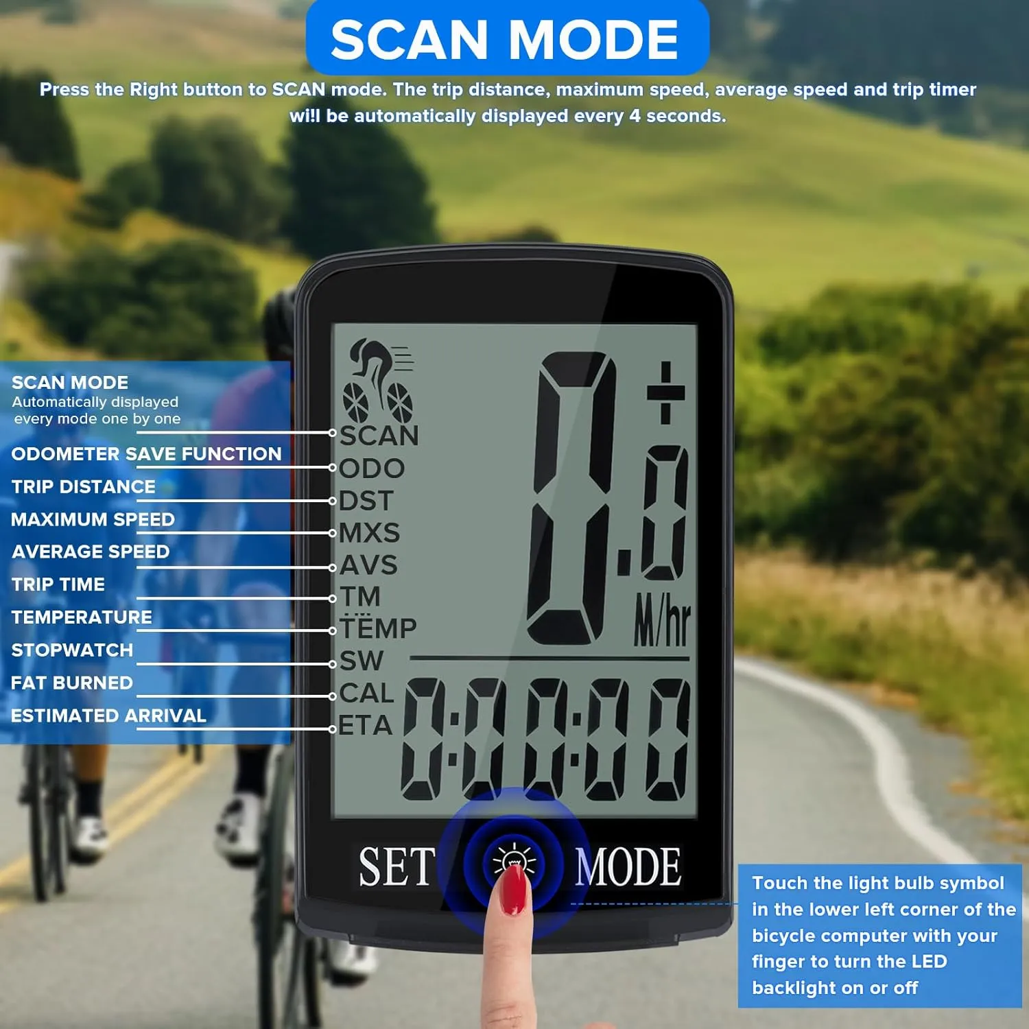 Bike Computer and Bicycle Odometer Wireless Big Secrren 3.3IN MPH KM/H Bike Speedometer with Automatic Wake-Up Cycling Old School Speed Tracker Multi-Functions