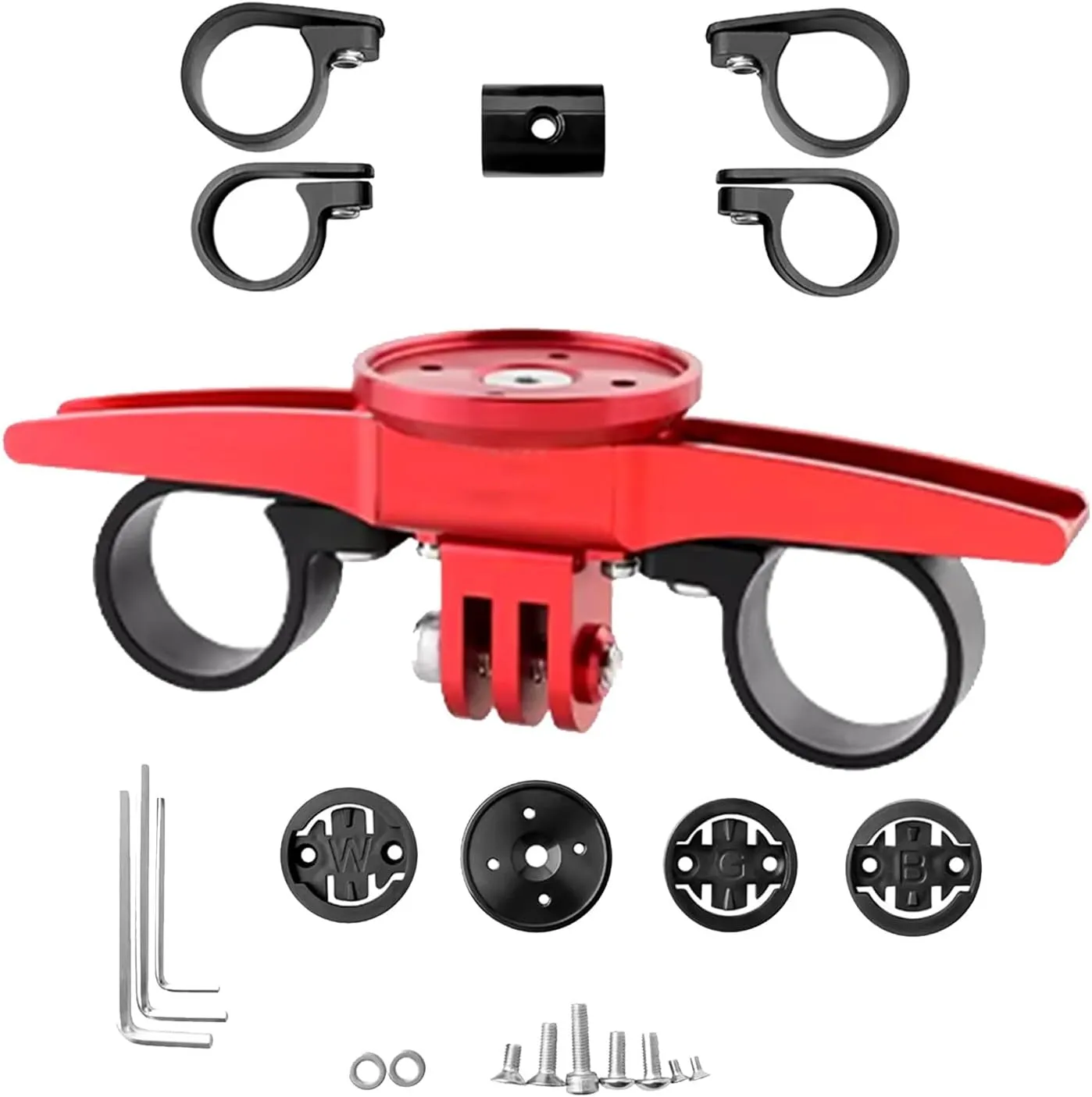 Bike Triathlon Handlebar Computer Mount Holder, TT Bar Support Computer Mount Stand, for GPS Devices and Action Cameras(Red)