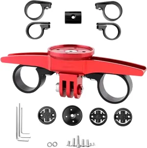Bike Triathlon Handlebar Computer Mount Holder, TT Bar Support Computer Mount Stand, for GPS Devices and Action Cameras(Red)