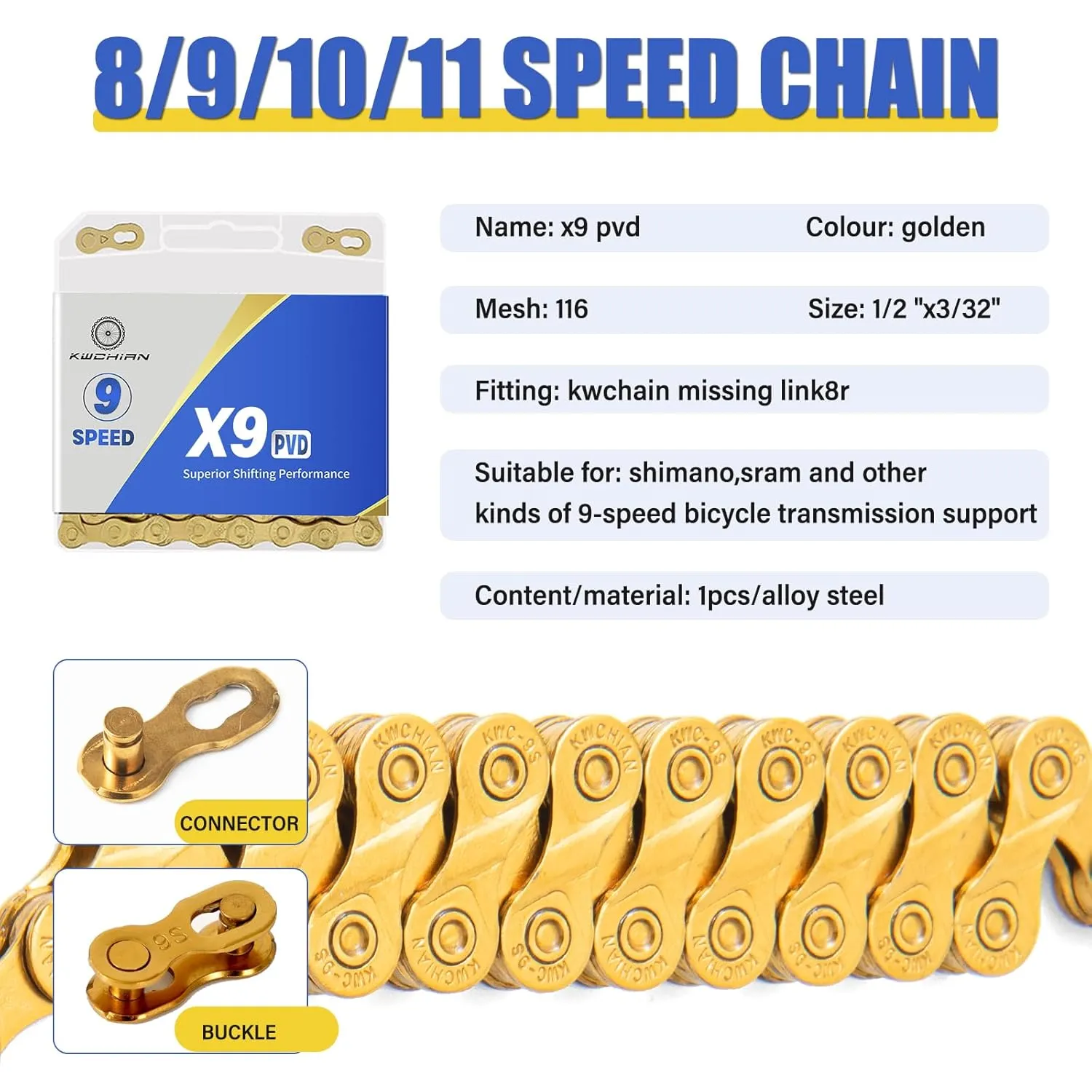 Bike/E-Bike Chain Kit ，8-11Speed Multi-Function Bike Mechanic Repair Kit ，Chain Breaker/Bicycle Chain Pliers/Chain Measuring Device/- for Shimano SRAM Campagnolo -Titanium Gold (X9-Titanium Gold)