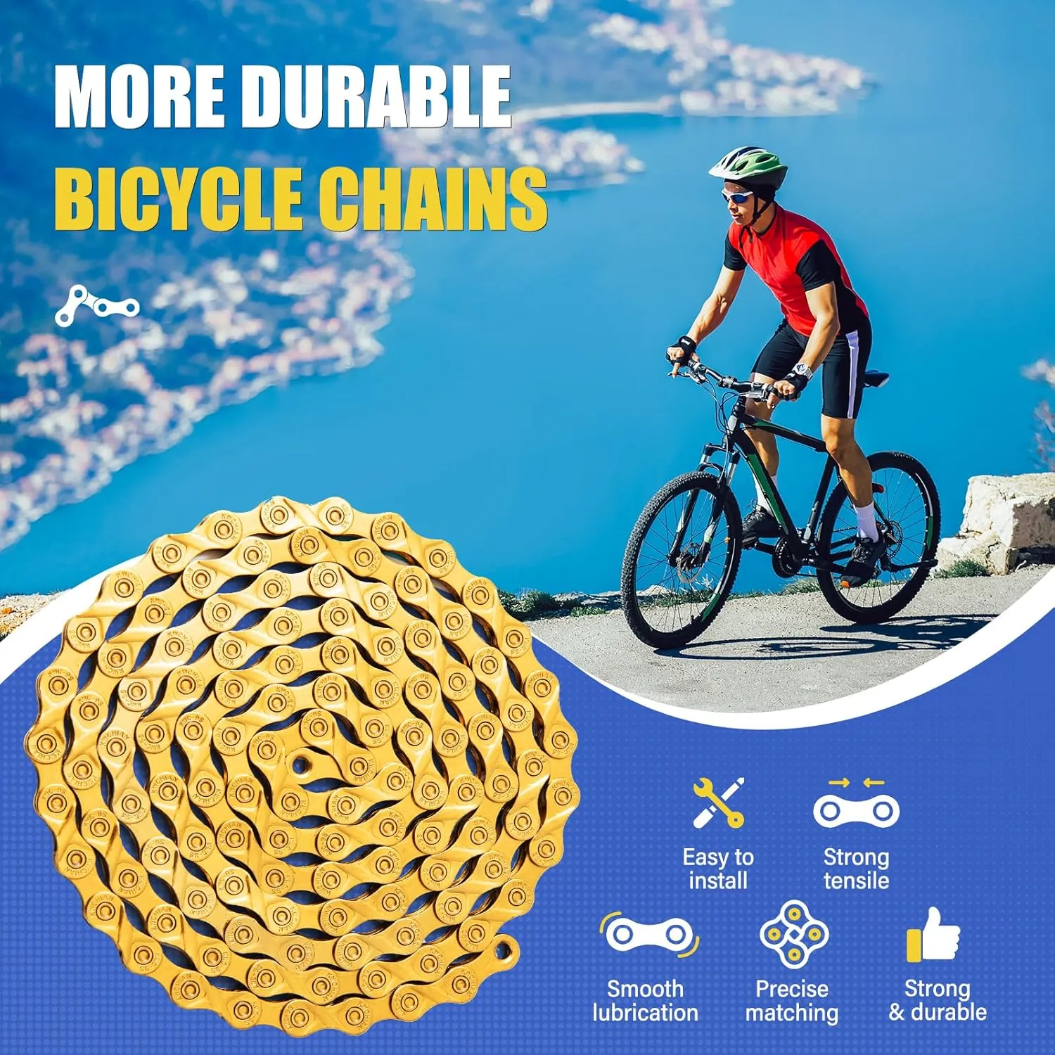 Bike/E-Bike Chain Kit ，8-11Speed Multi-Function Bike Mechanic Repair Kit ，Chain Breaker/Bicycle Chain Pliers/Chain Measuring Device/- for Shimano SRAM Campagnolo -Titanium Gold (X9-Titanium Gold)