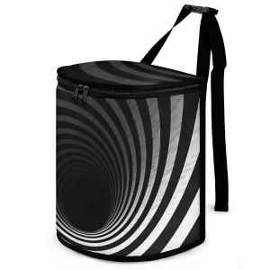 Black and White Spiral Tunnel Car Trash Can with Lid Reusable Waterproof Car Trash Bag Hanging Vehicle Garbage Can Multipurpose Storage Box for Vehicle Travel Camping Picnicing